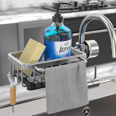 Organizator za kuhinjsko pipo - letalski aluminij, brez orodja | FAUCETUP